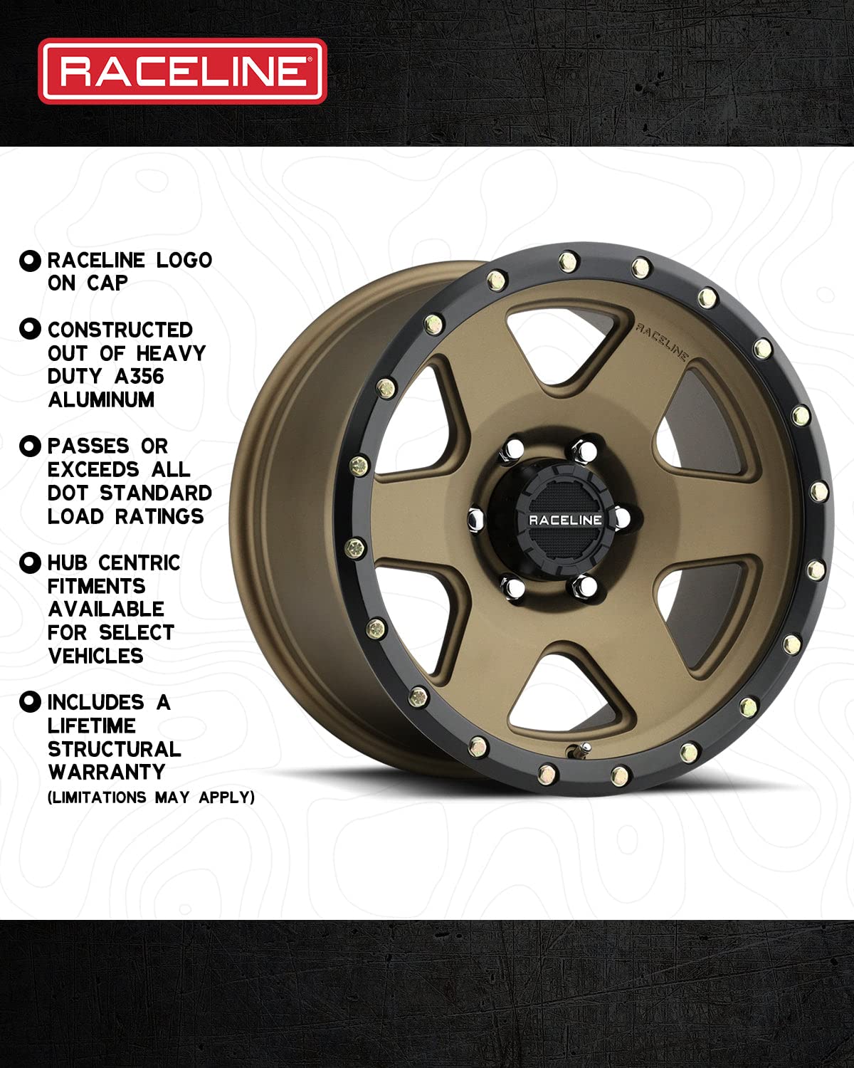 Bronze Raceline Wheels 946BZ BOOST Wheel 18X9"5X127 Bolt Pattern -12mm Offset/(4.5"B/S) 6 Spoke Aluminum Passenger Car Wheels, Full Size Replacement Rims