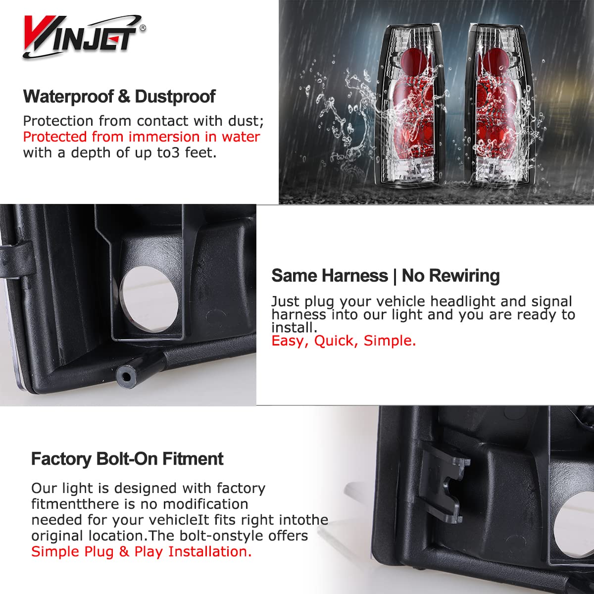 Tail Lights Winjet for 1988-1999 Chevy C/K 1500/2500/ 3500 1992-1999 Chevy Suburban 1500/2500 1992-1994 Chevy Blazer 1995-2000 Chevy Tahoe GMC 1988-1999 C/K 1500/2500/ 3500 Suburban Yukon