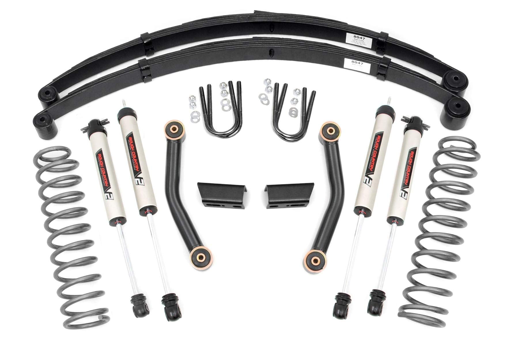 3" Rough Country Lift Kit w/V2 Shocks for 1984-2001 Jeep Cherokee XJ - 630X70