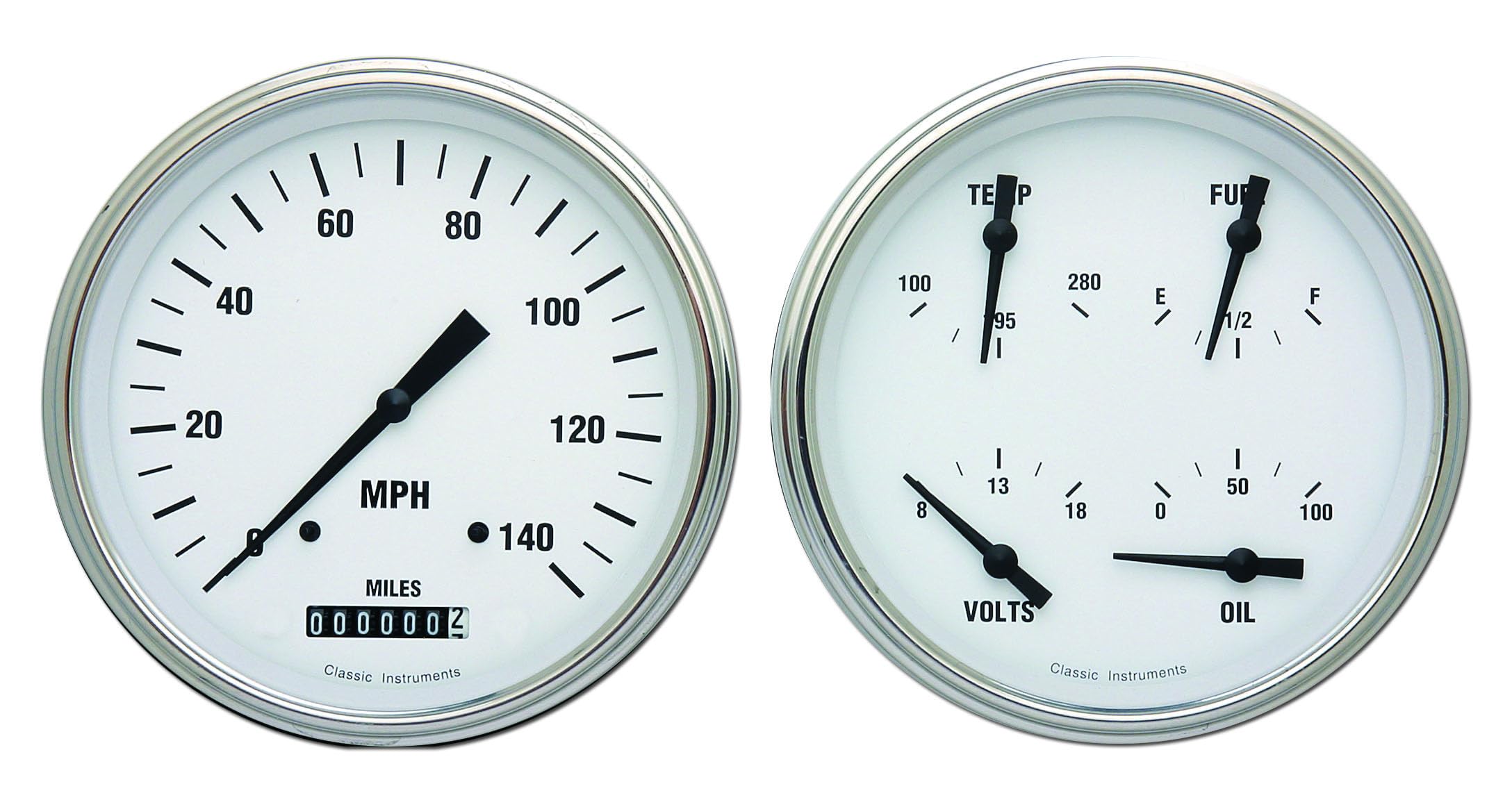 White Hot Classic Instruments Two Gauge Set WH52SLF