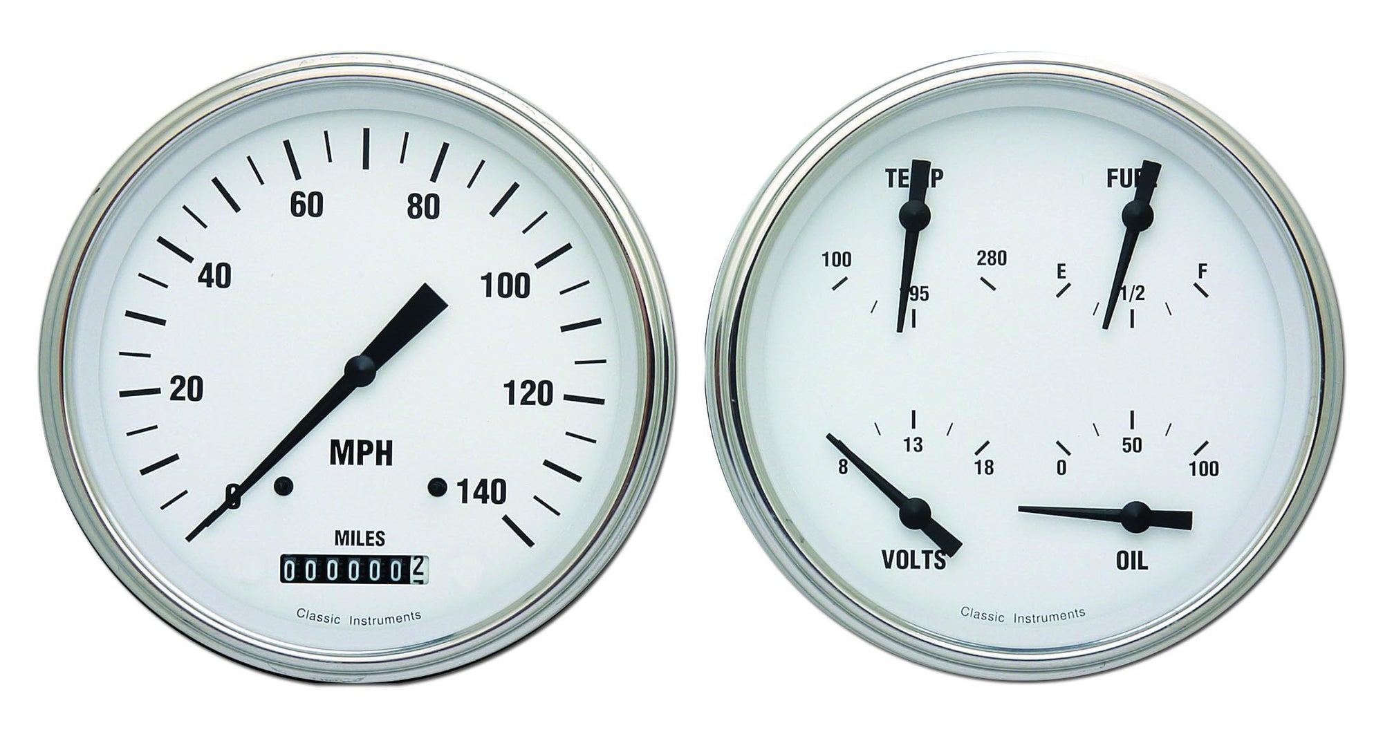 White Hot Classic Instruments Two Gauge Set WH52SLF