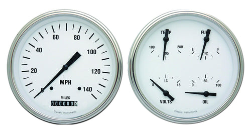 White Hot Classic Instruments Two Gauge Set WH52SLF