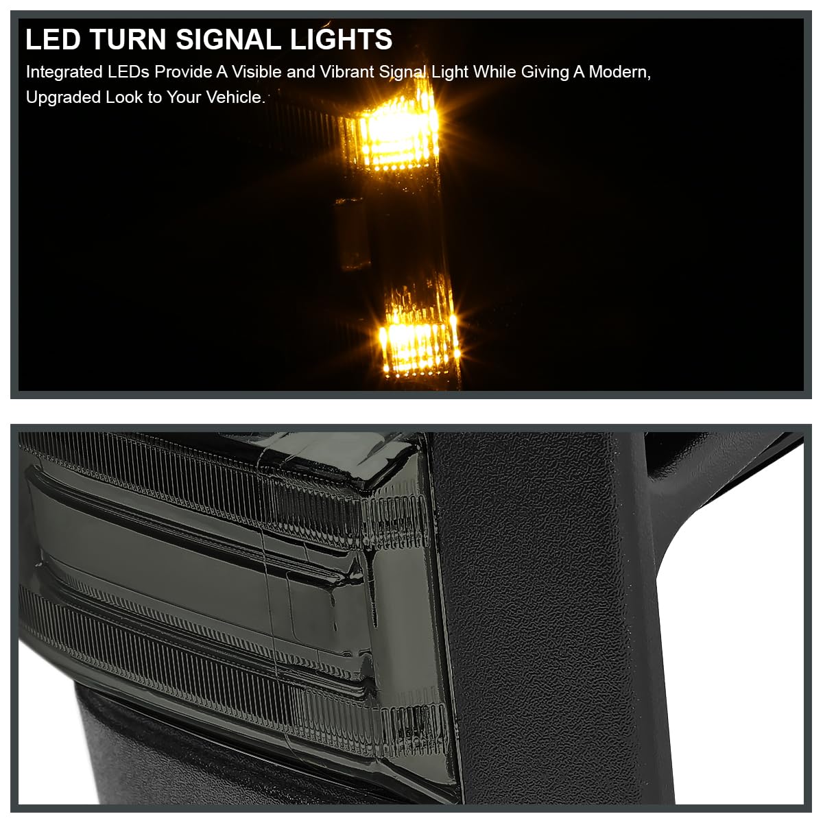 Tow Mirrors Spec-D Tuning Power Heated w/Temperature Sensor +Smoke LED Signal Compatible with 2017-2019 Ford F250 F350 F450 Super Duty Left + Right Pair