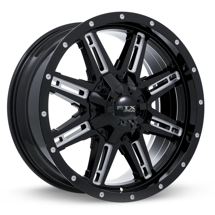 Custom RTX RAVINE Wheel - 18x9, 15 Offset, 8x170 Bolt Pattern, 125mm Hub - Black with Milled Accents Rim