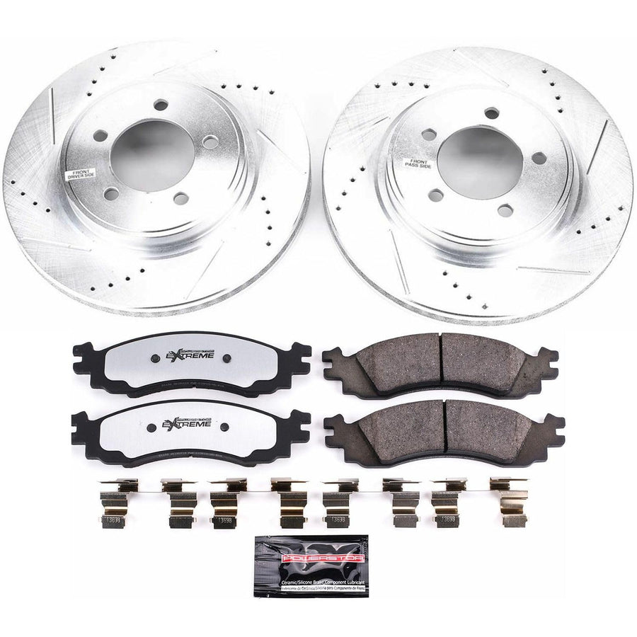 Power Stop Brake Kit Front For 2006 2007 2008 2009 2010 Ford Explorer - Truck & Tow Carbon Fiber Ceramic Pads & Drilled and Slotted Rotors Replacement, K1441-36