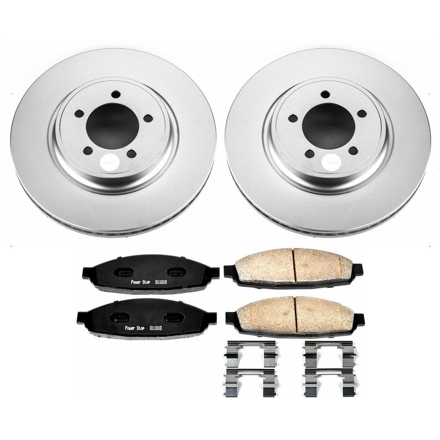 Power Stop Coated Brake Rotor CRK3024 & Ceramic Brake Pads- front For Lincoln Aviator 2003-2005 [Model Specific]