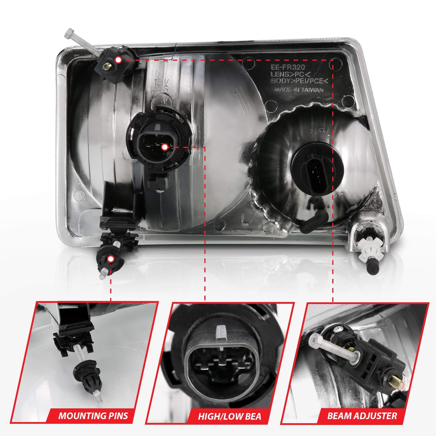 Crystal Headlight Anzo 111473 Chrome