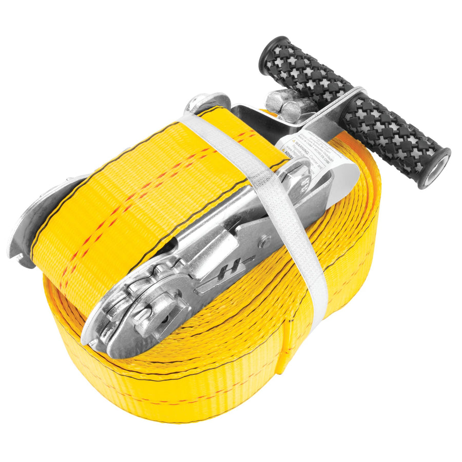2 in. X 27 Ft. Performance Tool W1827 Tie Down SecureX - Heavy Duty Ratchet Strap with J-Hooks for Safe and Secure Cargo Transport and Storage