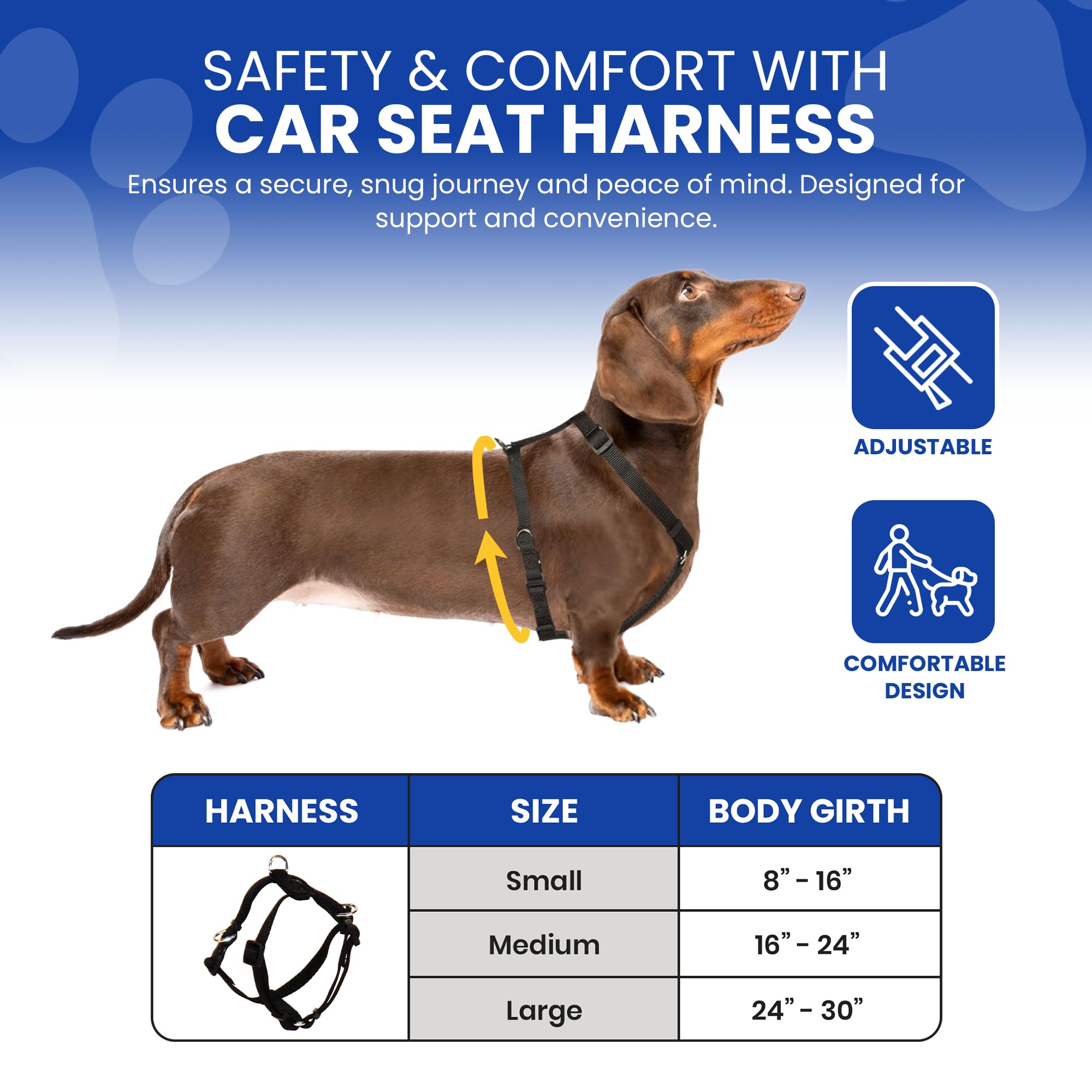 Dog Car Seat FidoRido - Pet Booster Seat for Small to Large Dogs with Comfortable Cushions, Sherpa Cover, and Safety Straps, Easy to Install, Ideal for Travel, Red, Black Paw Prints - Small Harness