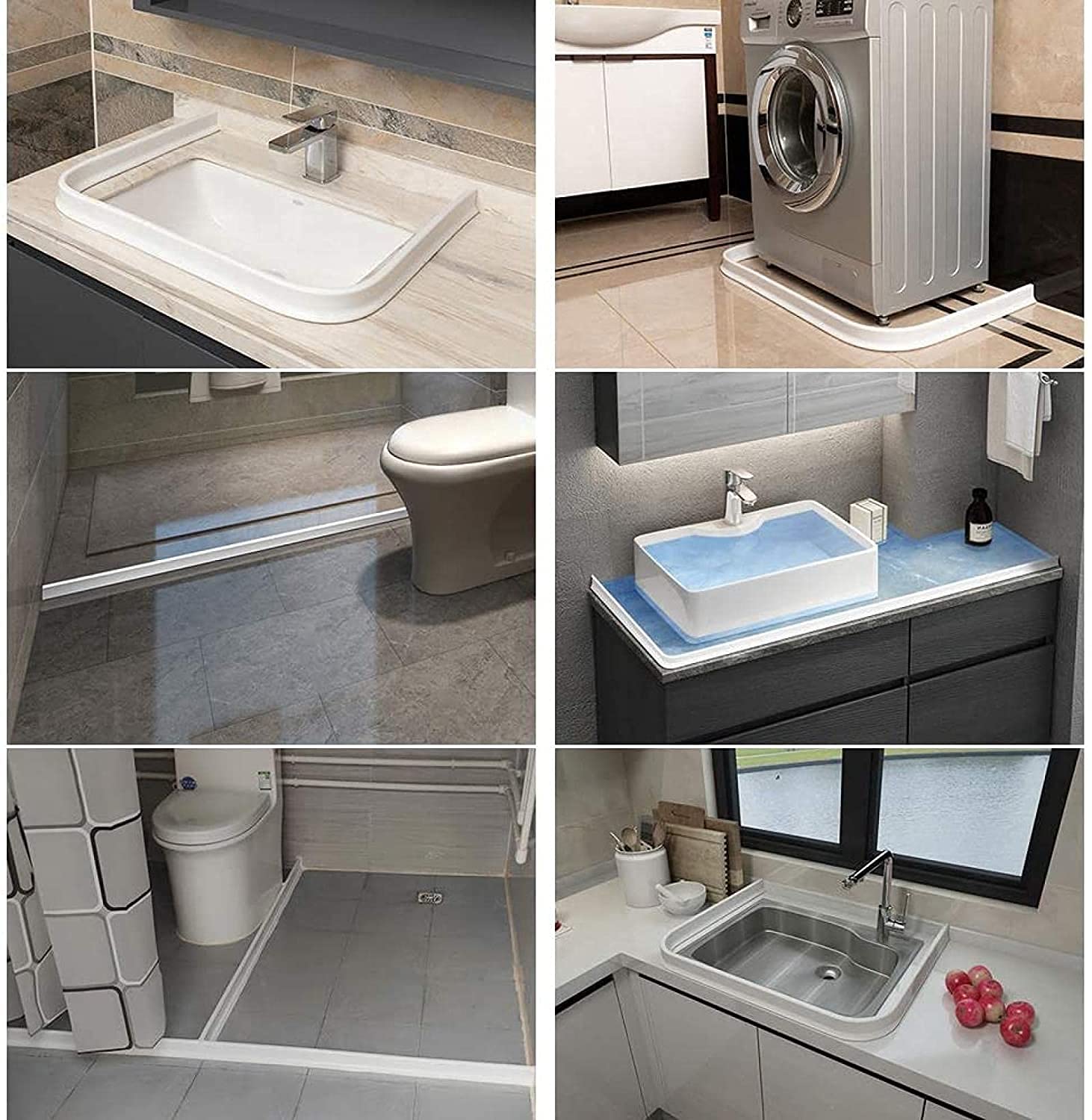 Collapsible Shower Water Dam (66Inch) Shower Barrier and Water Stopper Retention System Keeps Water Inside Threshold Suitable for Bathroom and Kitchen