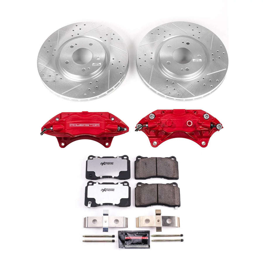 Power Stop KC107-26 Front Z26 Street Warrior Brake Pad and Rotor Kit with Red Powder Coated Calipers For Mitsubishi Lancer 2003-2006 [Model Specific]
