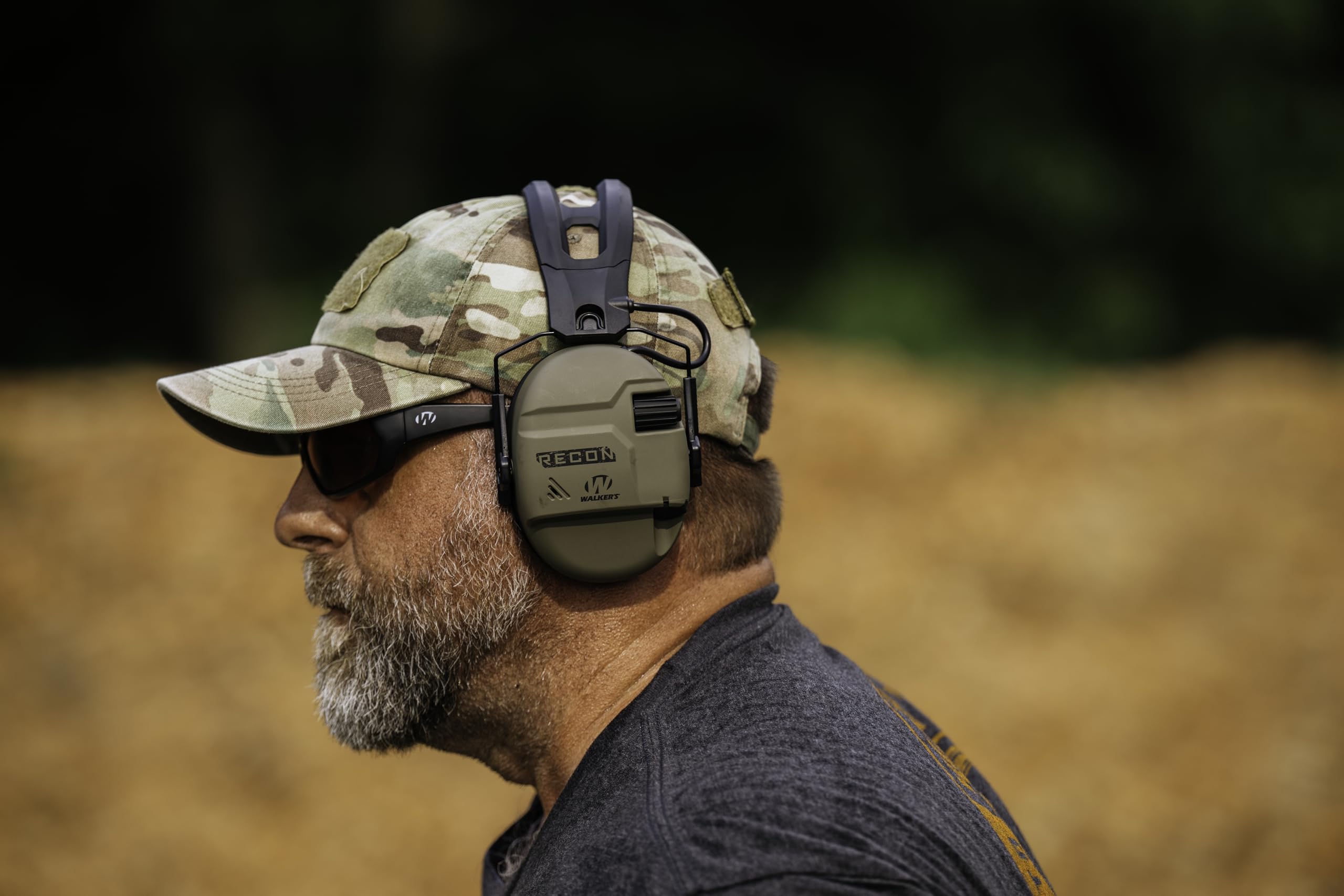WALKER'S Digital Recon Muffs - Durable IPX4 Weather-Resistant HD Speakers Hunting Range Shooting Hearing Protection Electronic Muffs, 3.5mm Audio Jack, 2 AAA Batteries Included, Flat Dark Earth