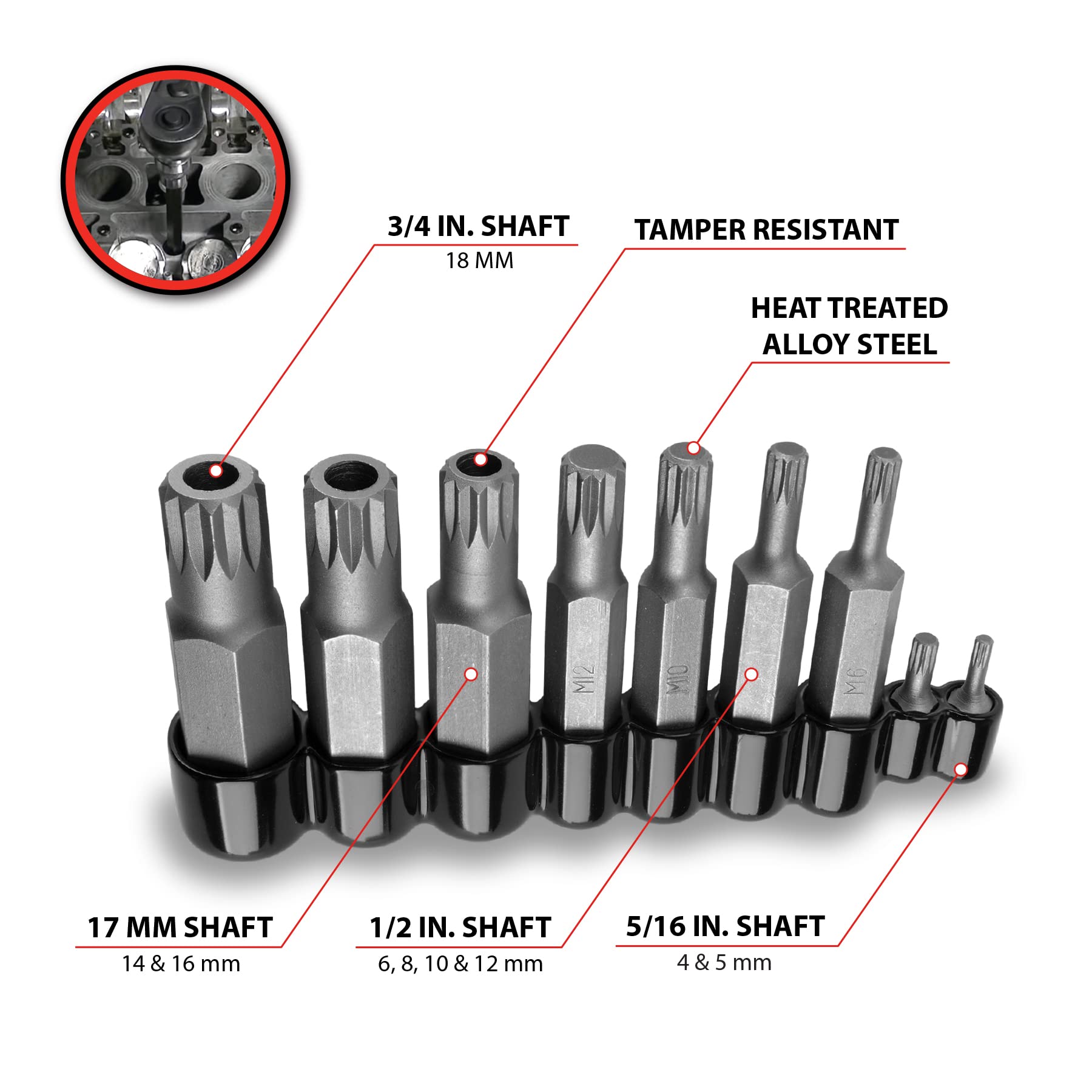 9 pc. Performance Tool Master Triple Square Bit Set - W86024
