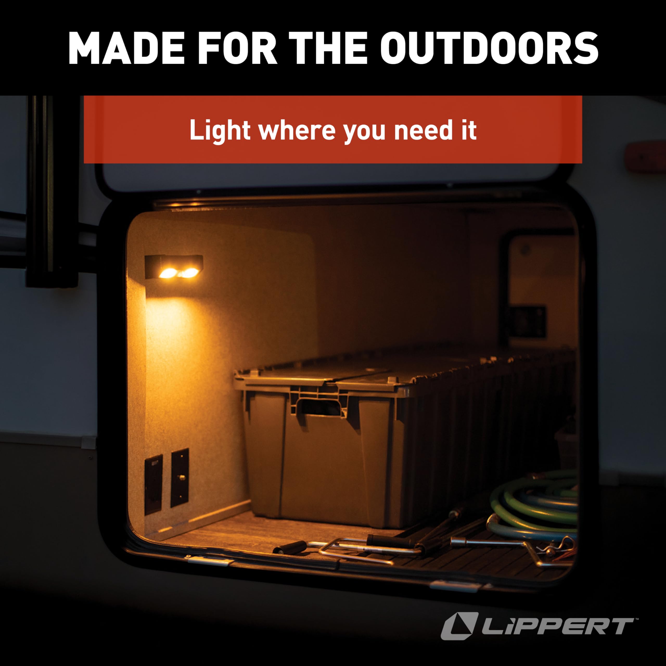Lippert Motion-Activated Wireless LED RV Step Light with IP65 Rating, High-Strength Magnets for Magnetic Attachment, Adhesive-Backed Metal Plate, AA Batteries Not Included - 2022172335