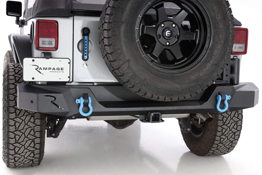 Rampage Products Trail Guard Rear Bumper Rampage | Steel, Black | 99619 | Fits 2007 - 2018 Jeep Wrangler JK Unlimited