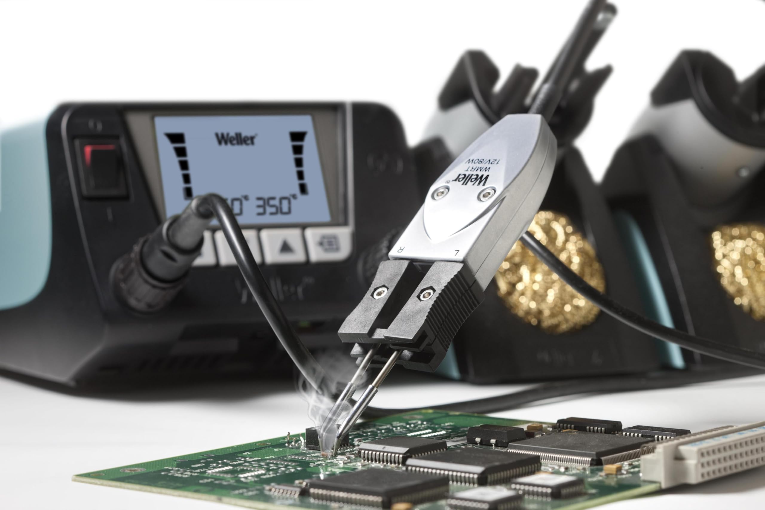 Weller 2-Channel WT2021MS Digital Soldering Station, 150 W, with 40 W Microsoldering Iron & 80 W Micro Desoldering Tweezers