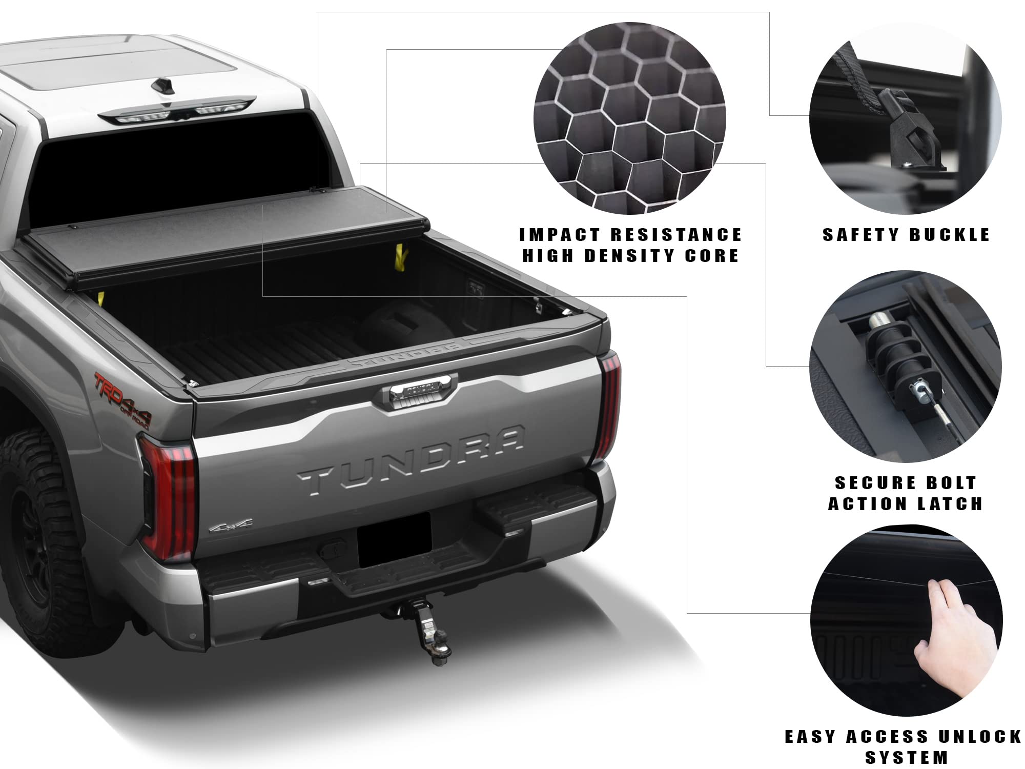 CoveRex TFX Series Armordillo USA Low Profile Hard Tri-Fold Truck Bed Tonneau Cover Fits 1997-2004 Dodge Dakota 6.5 Ft (78") Bed