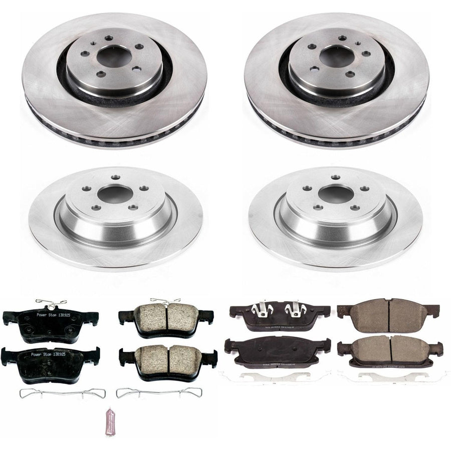 Power Stop Autospecialty KOE7231 Front and Rear Replacement Brake Kit-OE Brake Rotors & Ceramic Brake Pads For Lincoln MKX 2016-2018 [Model Specific]