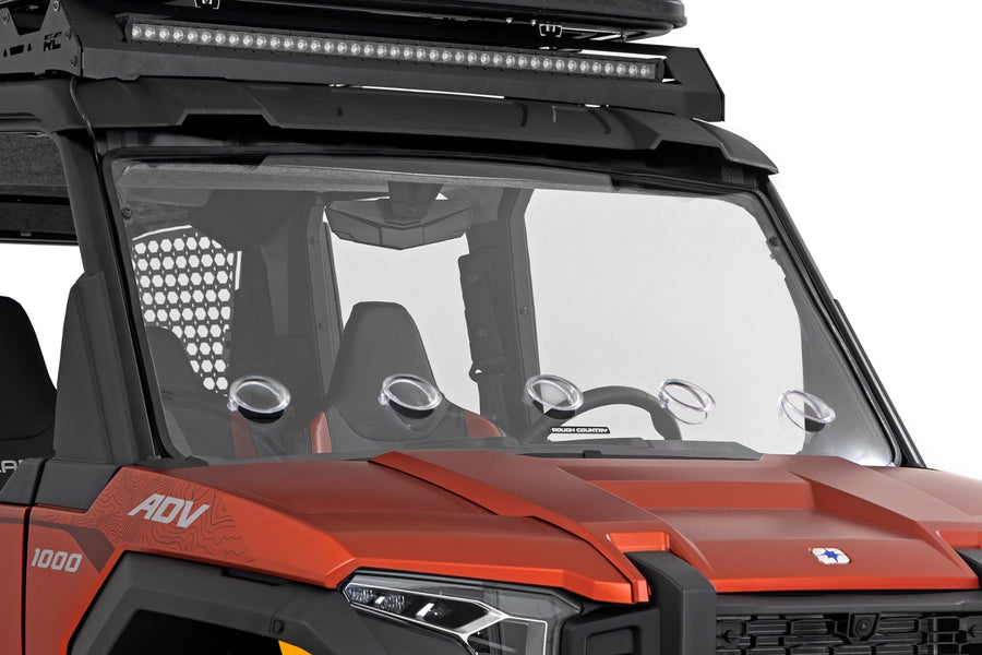 Vented Rough Country Full Windshield for Polaris Xpedition - Scratch Resistant 1/4" Polycarbonate, 250x Stronger than Glass