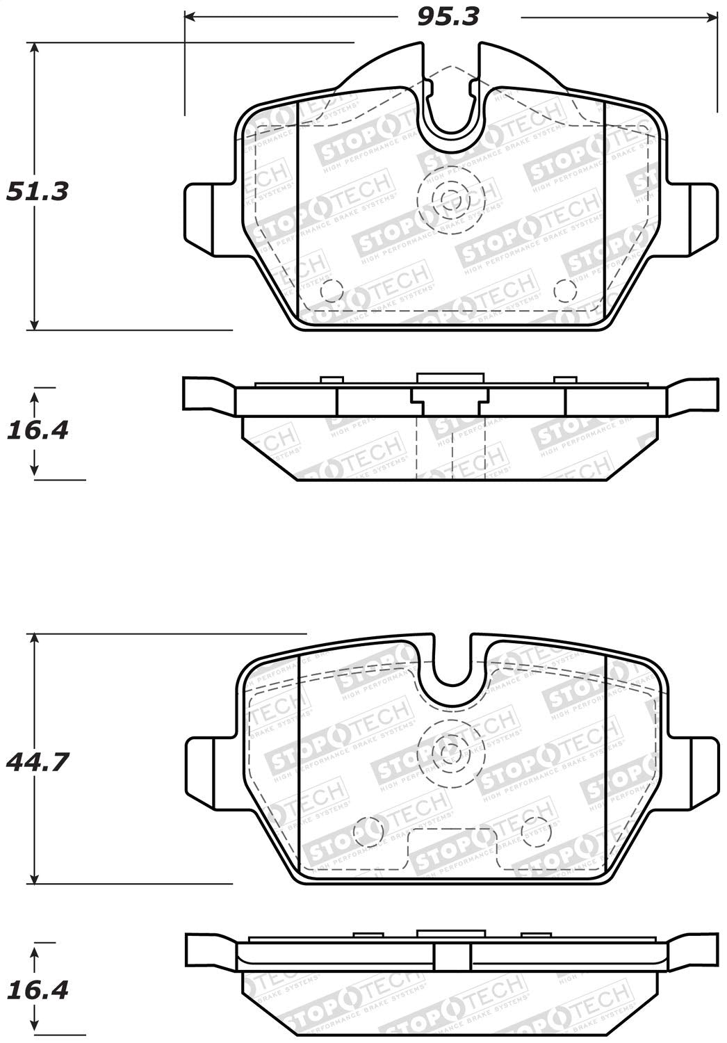 Rear StopTech 308.12260 Brake Pads with Shims and Hardware