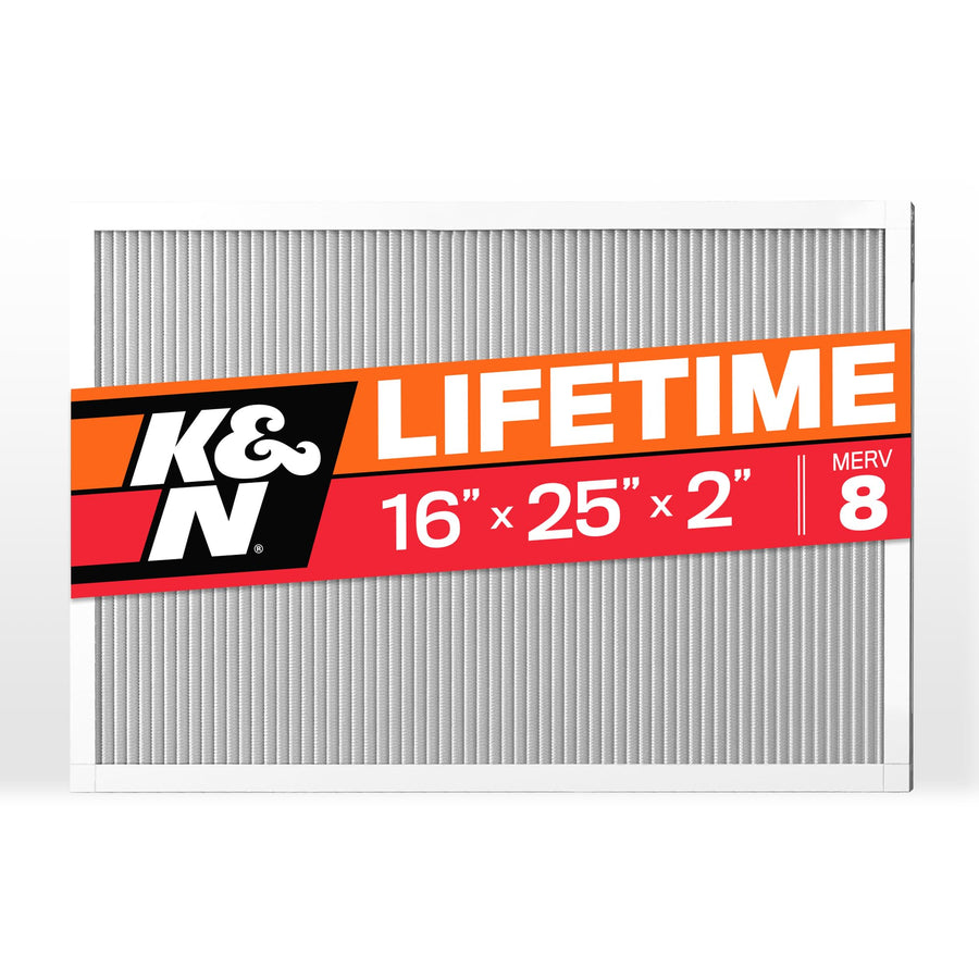 K&N HVAC Furnace Air Filter 16X25X2, Lasts a Lifetime, Washable, Merv 8, the Last Filter You Will Ever Buy, Breathe Safely at Home or in the Office, HVC-8-21625