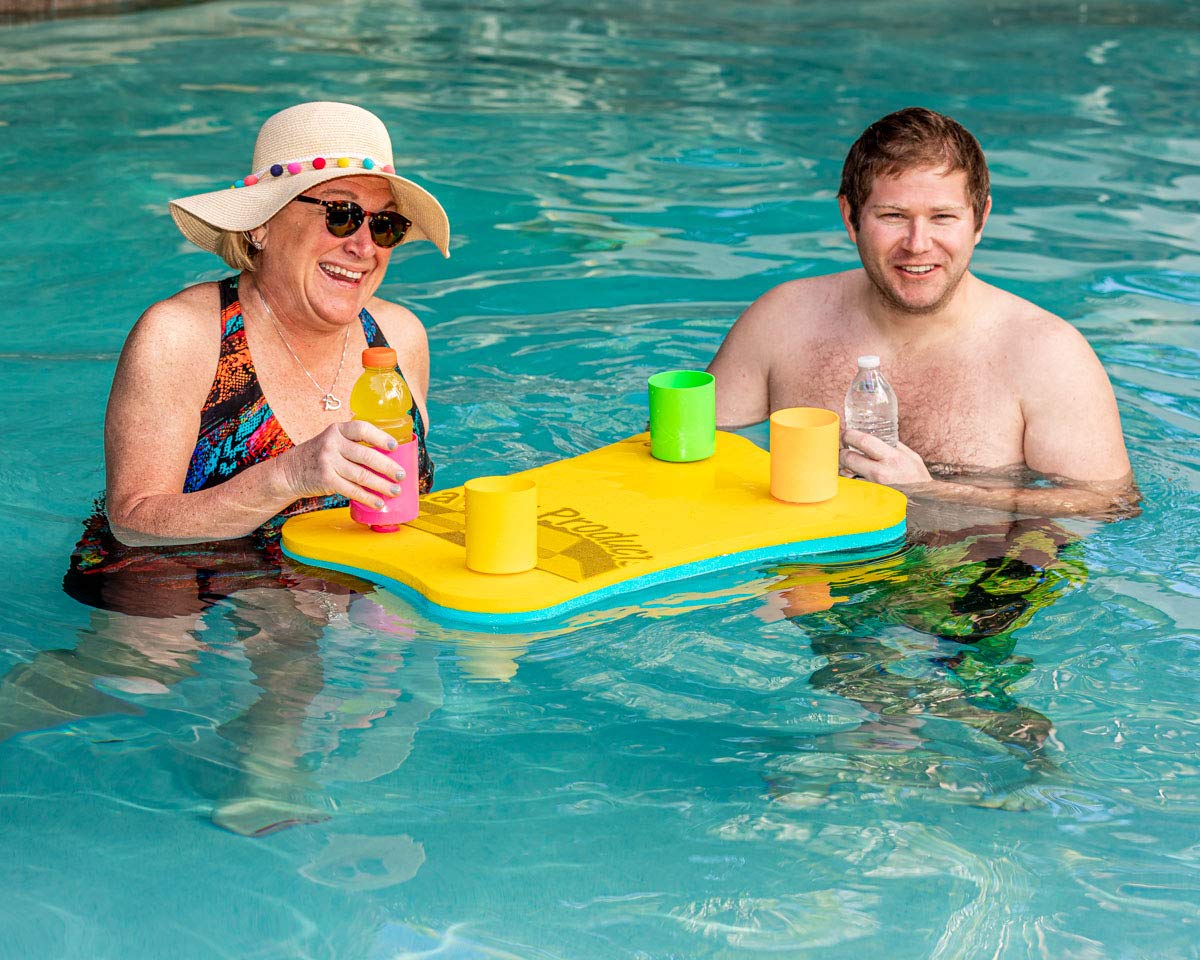 Aqua Lily Floating Table Cooler with 4 Cup Holders (24" x 20" Foam Pad) Made in USA