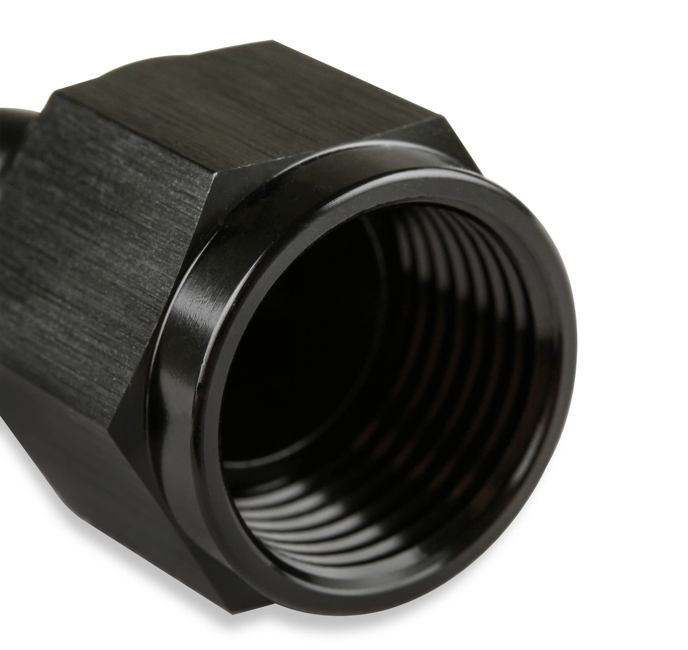 45 Degree Mr. Gasket Co. Swivel Hose End -6 Black 224506-BL