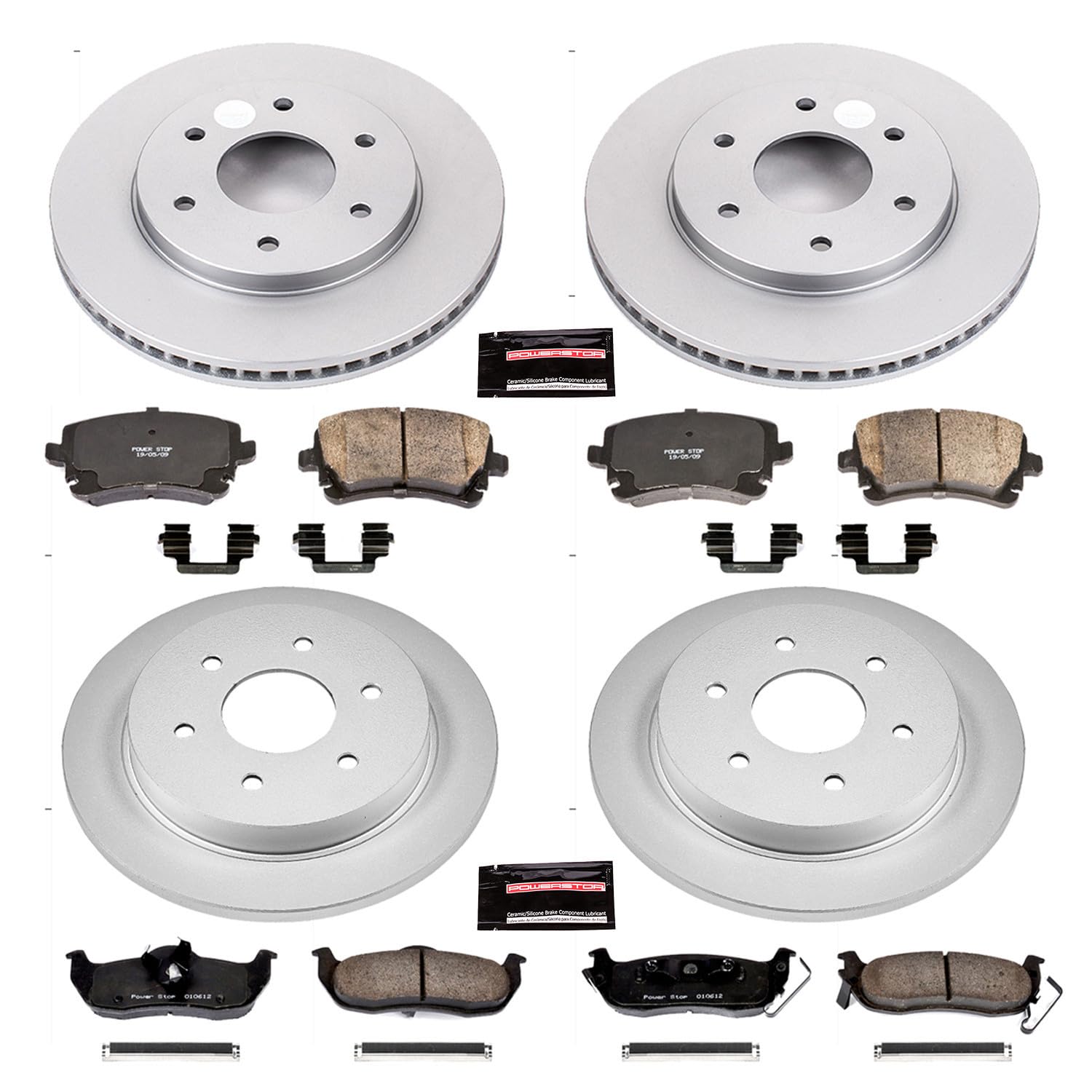 Power Stop Coated Brake Rotor & CRK2443 Ceramic Brake Pads- front & rear