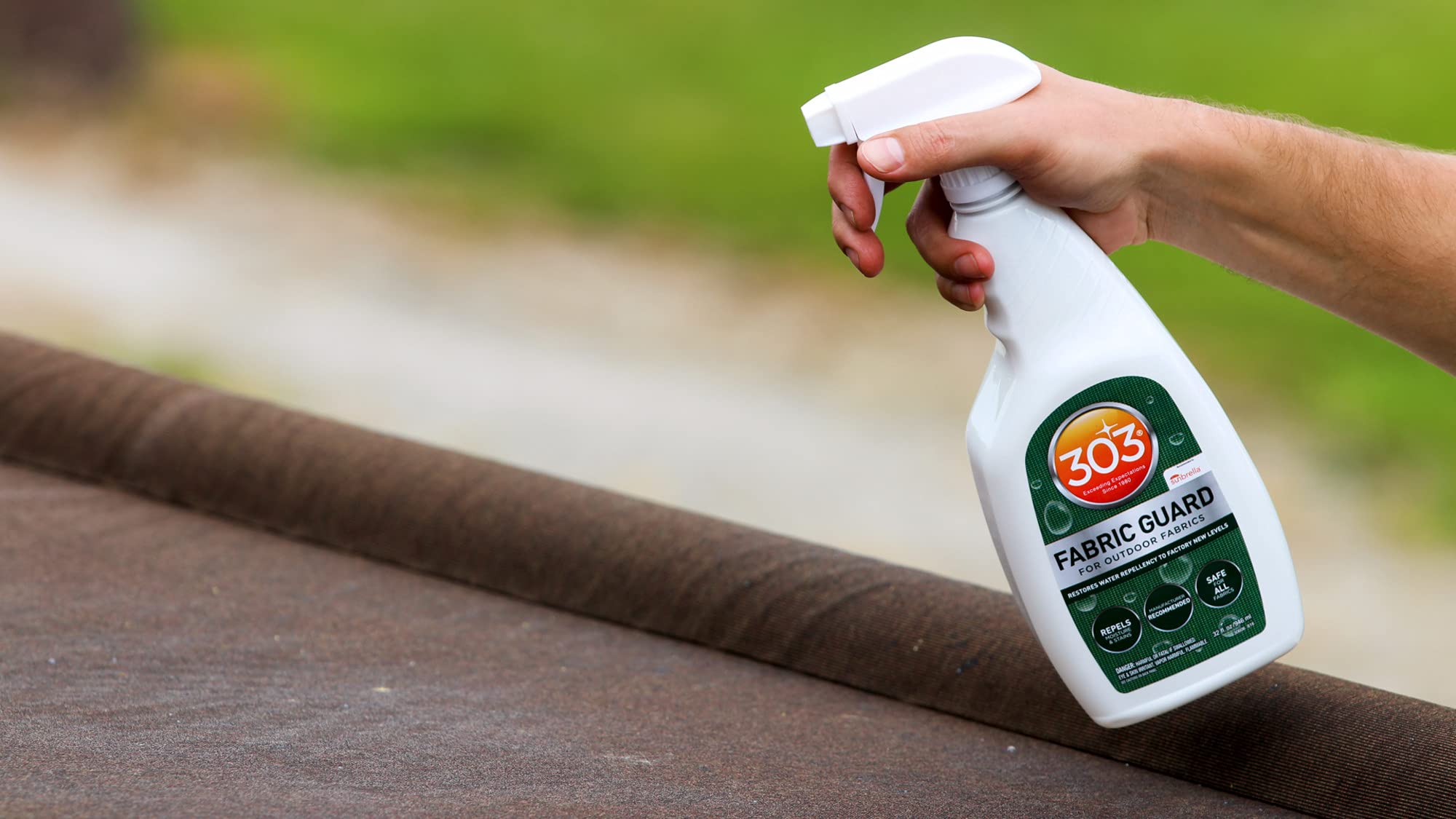 303 Fabric Guard - Restores Water Repellent Properties For Outdoor Fabrics - Repels Moisture & Stains - Manufacturer Recommended - Safe For All Fabrics, 16oz (30605CSR) Packaging May Vary