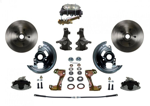BRAKES LEED Manual Front Disc Brake Conversion 2" Drop Spindle With Cast Iron M/C Disc/Disc Side Mount