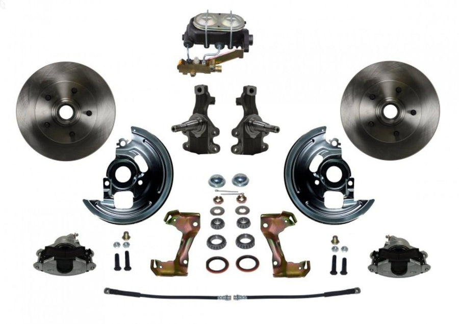 2" Drop Spindle Manual Front Disc Brake Conversion With Cast Iron M/C 4 Wheel Disc Side Mount