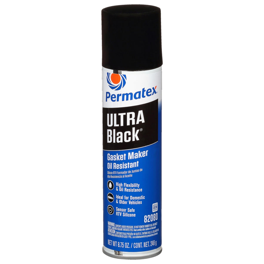Permatex Ultra Black 82080 Maximum Oil Resistance RTV Silicone Gasket Maker, Sensor Safe And Non-Corrosive, For High Flex And Oil Resistant Applications 8.75 oz