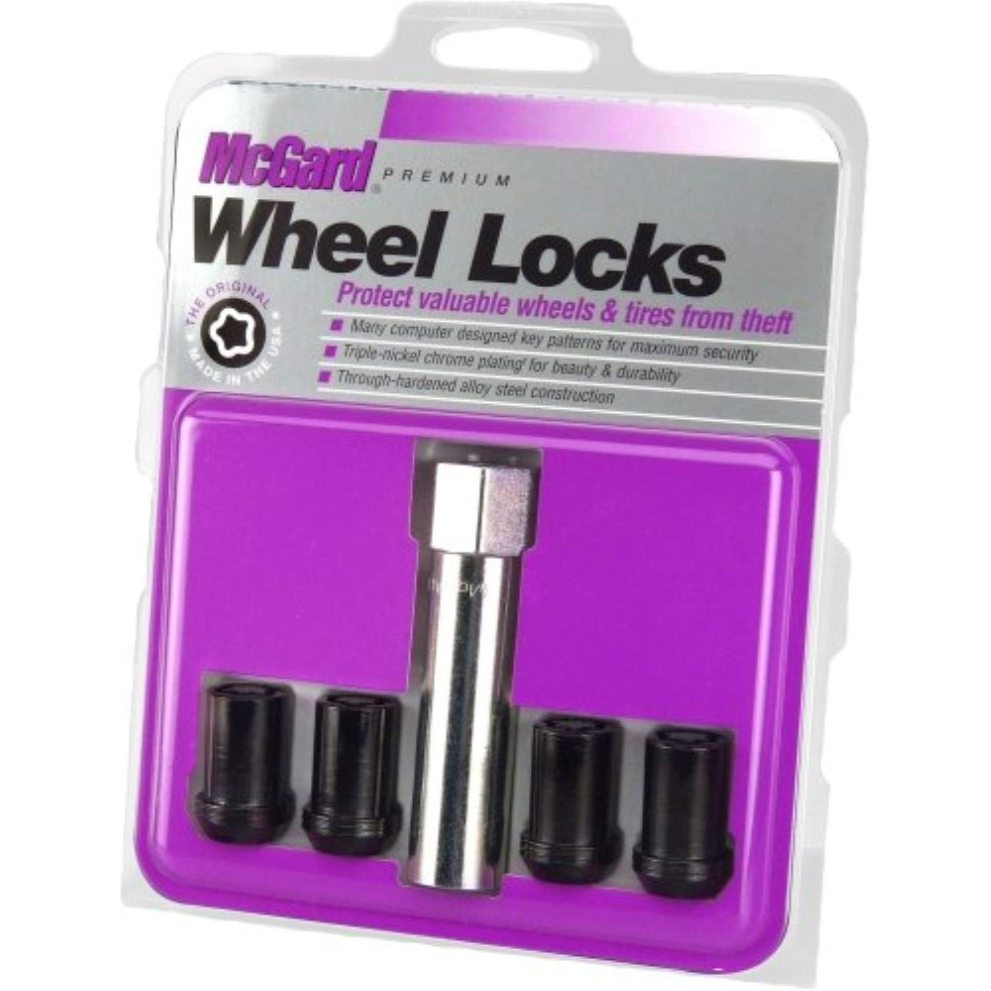 Black Tuner Style McGard Cone Seat Wheel Locks (M12 x 1.25 Thread Size) - Set of 4