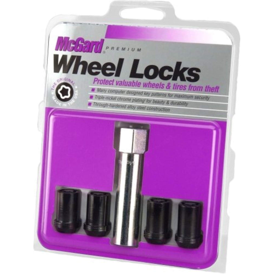 Black Tuner Style McGard Cone Seat Wheel Locks (M12 x 1.25 Thread Size) - Set of 4