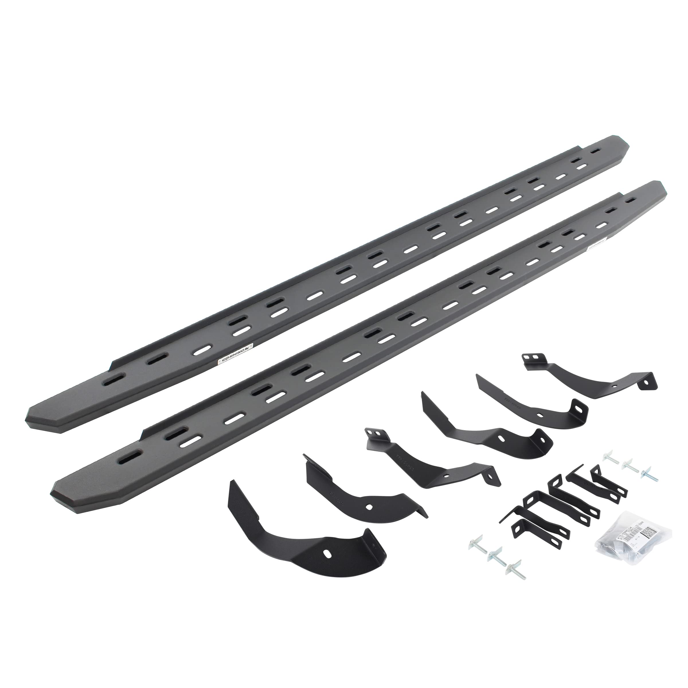 Go Rhino Slim RB30 Running Boards & Brackets | Galvanized Steel, Textured Black | 69605187SPC | Fits 2015-2019 Chevrolet Silverado & GMC Sierra 2500 HD, 3500 HD Crew Cab Pickup (Diesel Only)