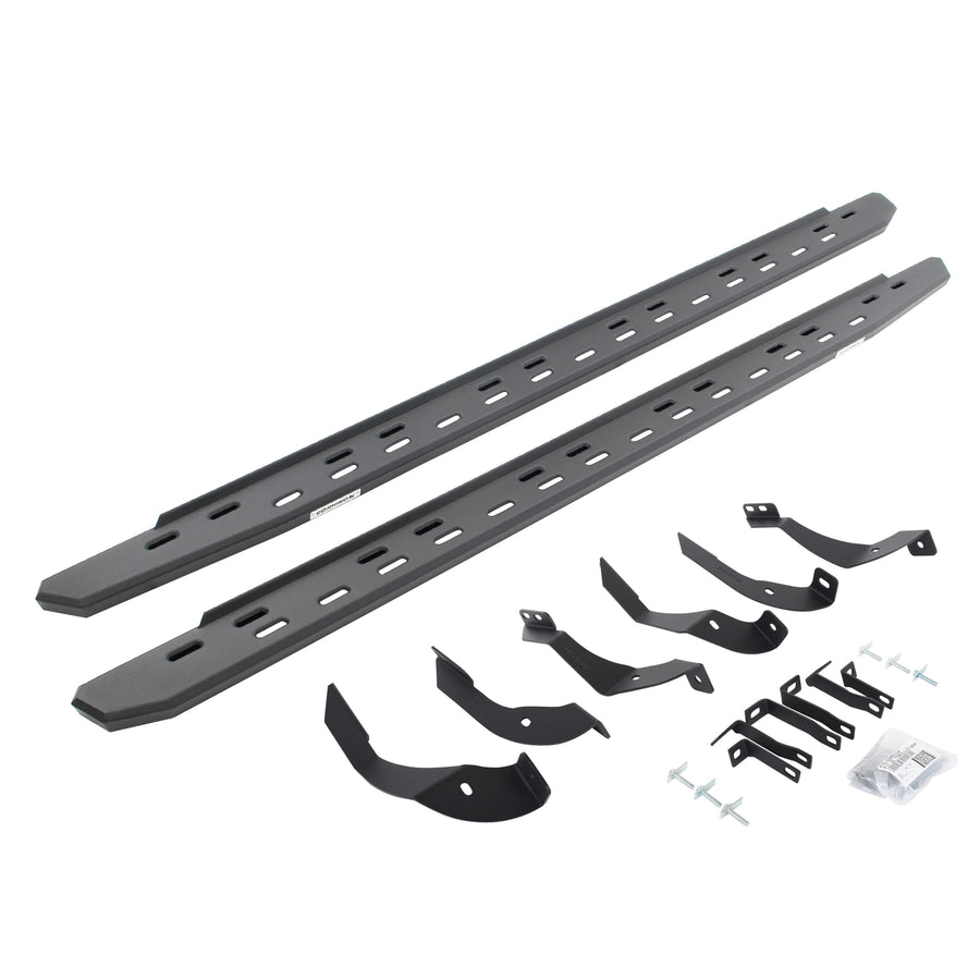 Go Rhino Slim RB30 Running Boards & Brackets | Galvanized Steel, Textured Black | 69605187SPC | Fits 2015-2019 Chevrolet Silverado & GMC Sierra 2500 HD, 3500 HD Crew Cab Pickup (Diesel Only)