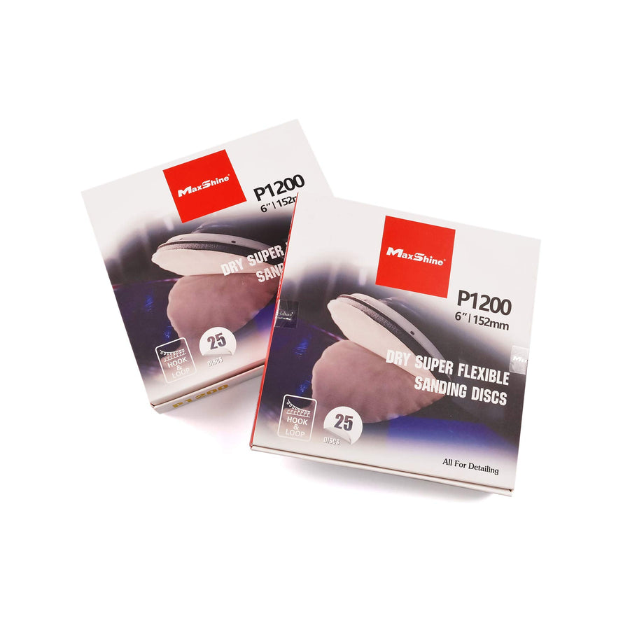 25-Pack Maxshine 6" Universal Sanding Discs – Sandpaper Assortment (1200 Grit) – High-Performance Hook & Loop Discs for Wet or Dry Sanding – Ideal for Automotive & Paint Preparation