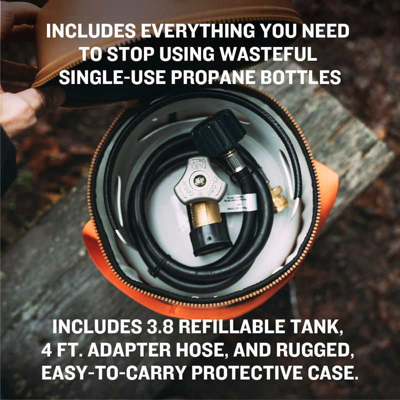 Ignik Deluxe Refillable Gas Growler 3.8-Pound Propane Tank with Carry Case and Adapter Hose, Natural Case/White Tank