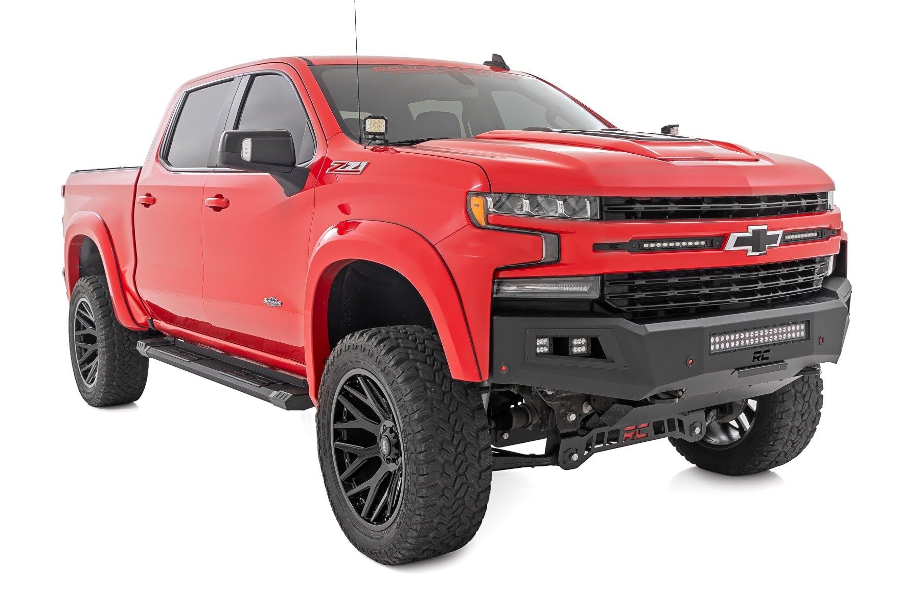 Rough Country HD2 Running Boards for Chevy Silverado & GMC Sierra 1500/2500HD/3500HD (2019-2025) Crew Cab - Non-Slip Step, 5" Wide Easy Bolt-on Install