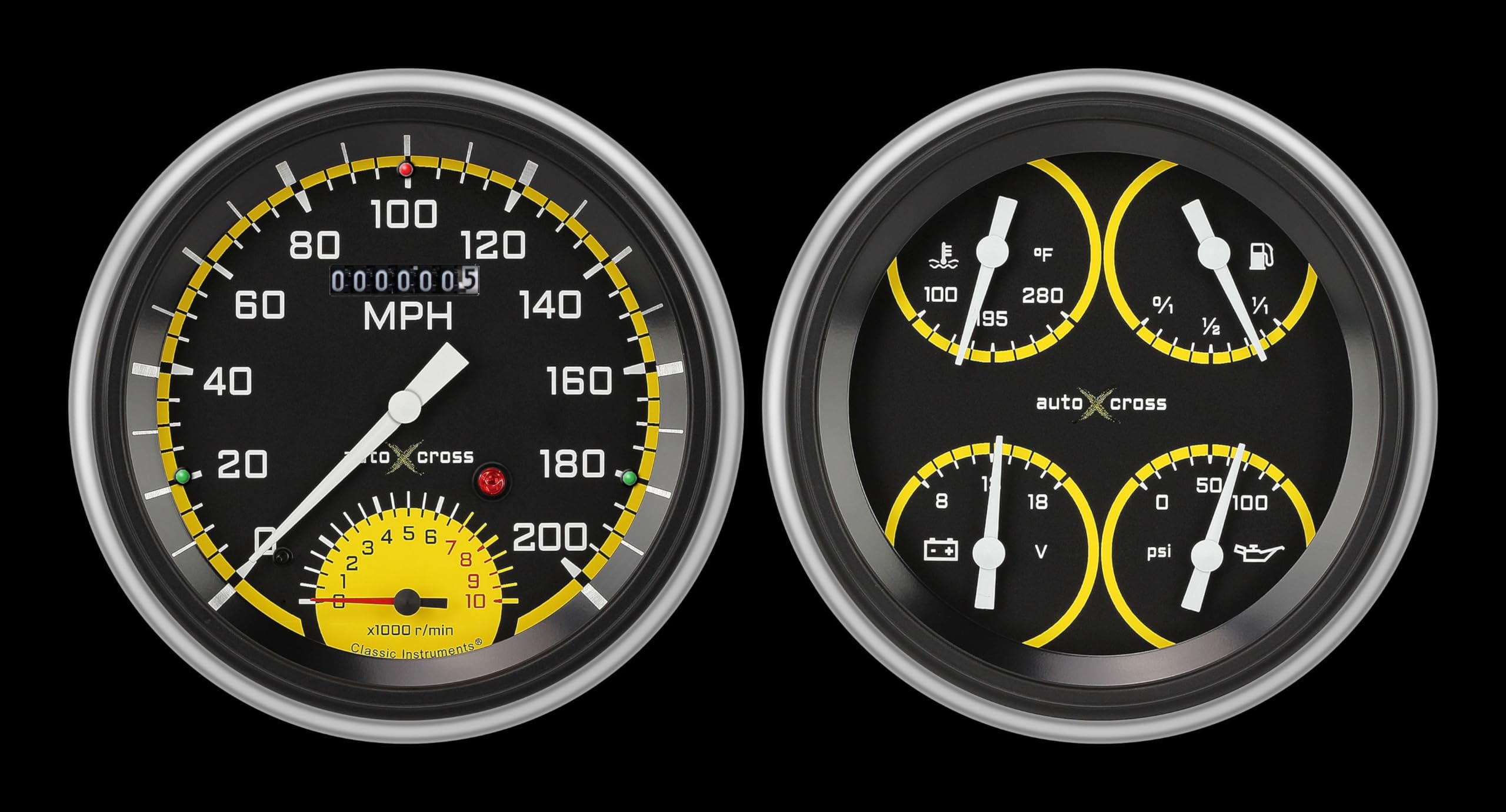 Classic Instruments 1951-1952 Chevy Car CH51AXY62 Autocross Gray 4 5/8" Speedometer with Built in Tach & Quad Gauge - G