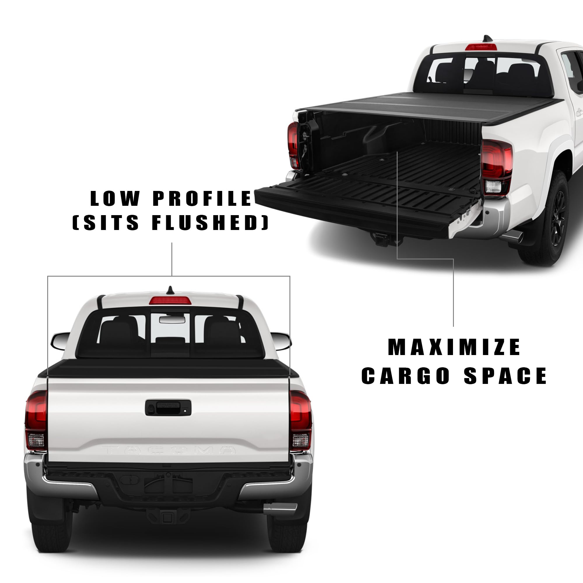 Hard Tri-Fold Armordillo for 2016-2023 Toyota Tacoma Truck Bed Cover fits 5 Ft (60") Short Bed | CoveRex TFX | 8705308