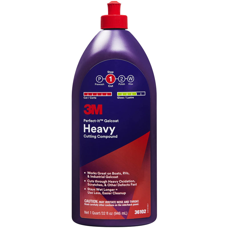 3M Heavy Cutting Compound Perfect-It Gelcoat, 1 Quart – Fast Cutting Marine Oxidation Remover for Boat & RV Gelcoat Surfaces