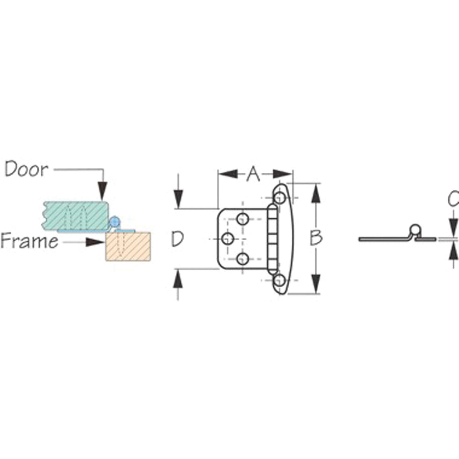 1-7/8" L x Sea-Dog 2-3/4" W 304 Stainless Steel Concealed Offset Hinge