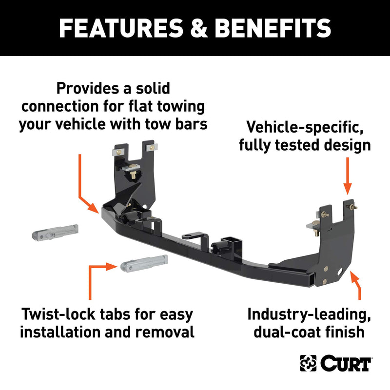CURT Custom Tow Bar Base Plate Brackets for Dinghy Towing, Fits Select Explorer Ford