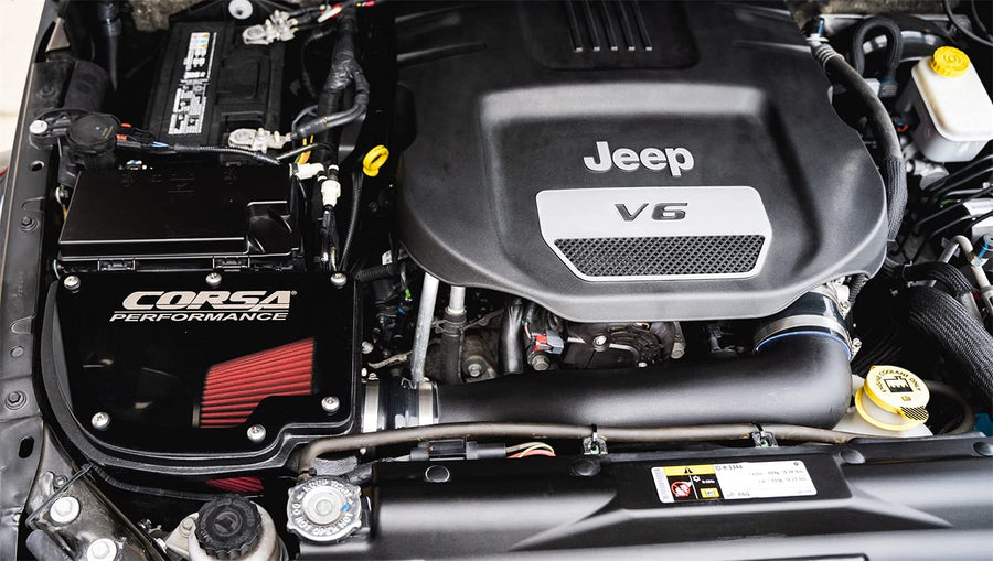 12-18 Jeep Wrangler JK 3.6L V6 Closed Box Air Intake w/DryTech 3D Dry Filter (44412D) Corsa
