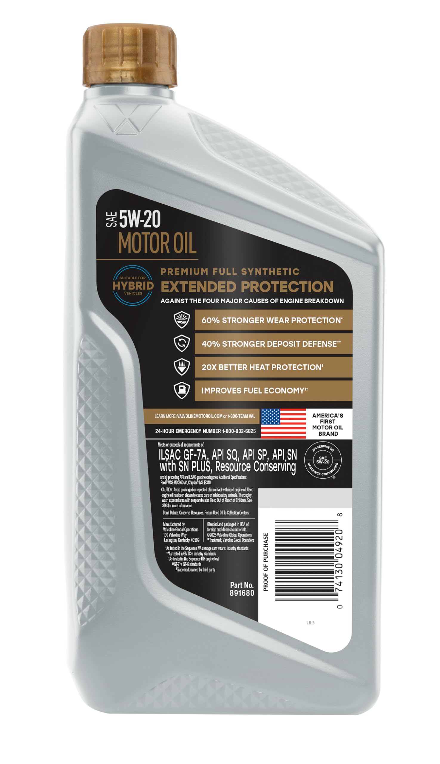 Extended Protection Valvoline Full Synthetic 5W-20 Motor Oil 1 Quart