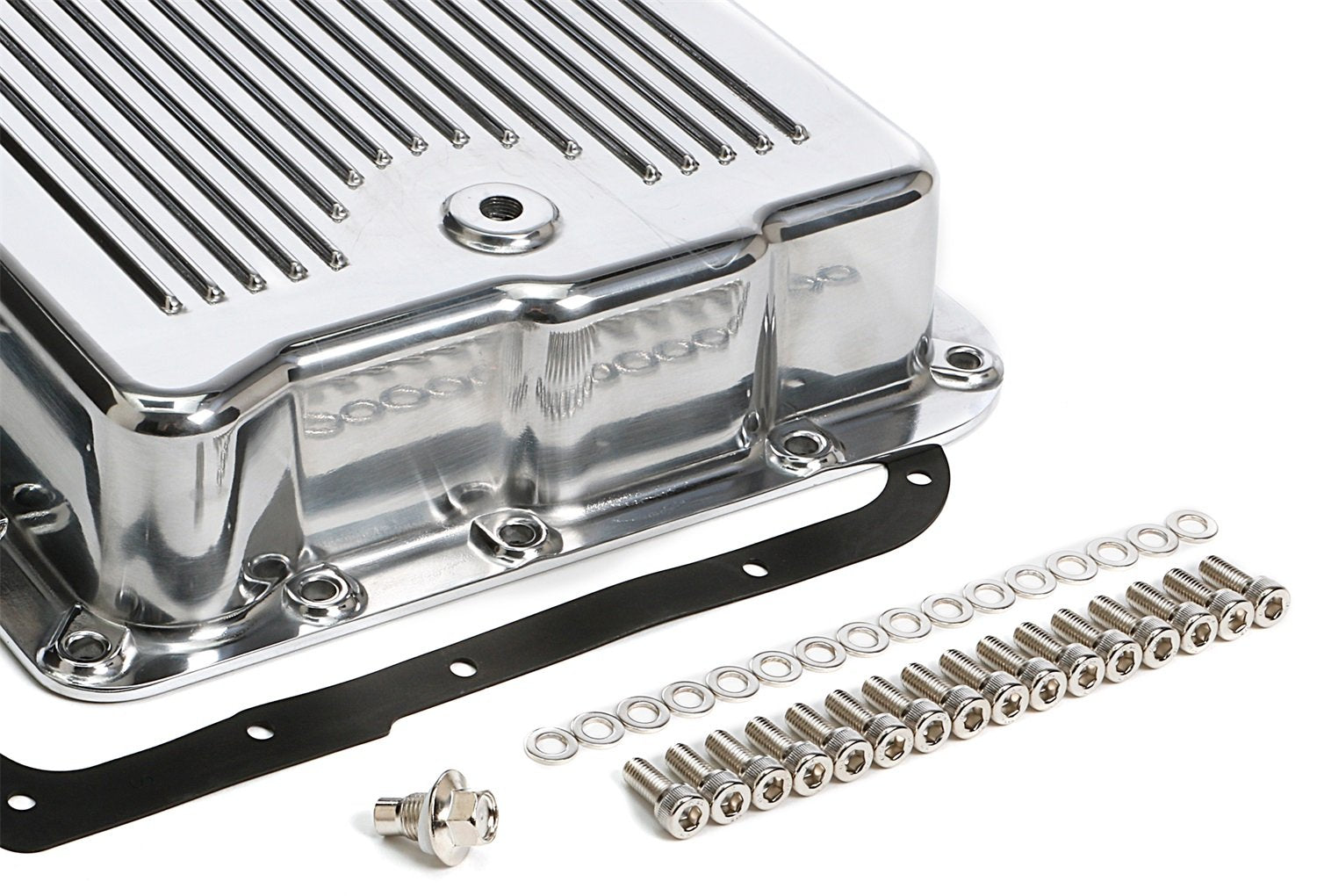 GM 700R4+4L60 Automotive Trans-DAPT Performance Polished Alum. FINNED DEEP Trans. PAN (9107)