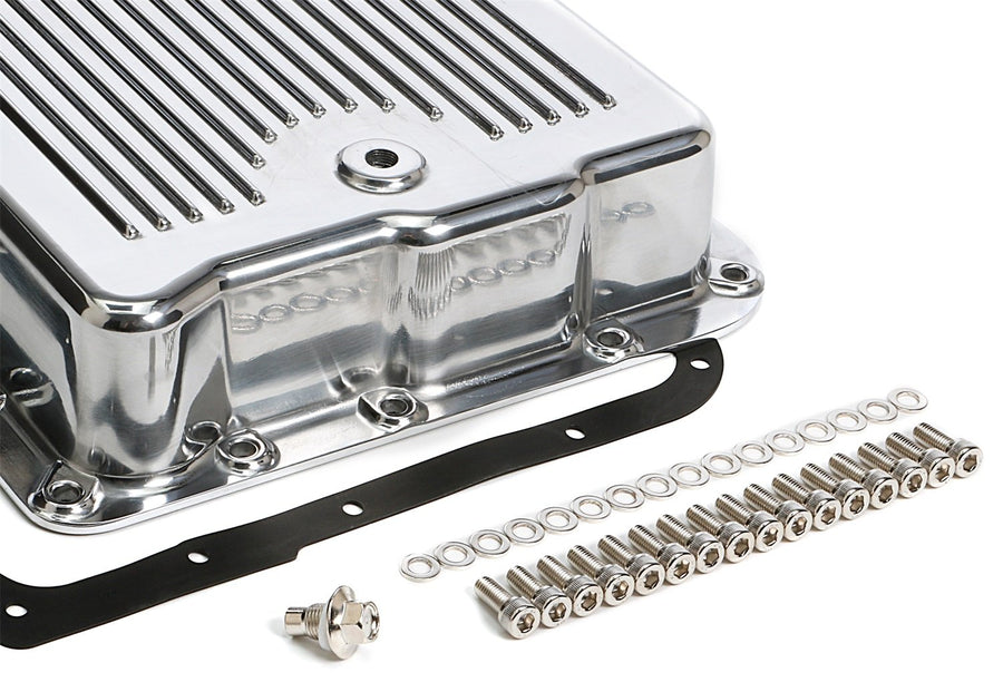 GM 700R4+4L60 Automotive Trans-DAPT Performance Polished Alum. FINNED DEEP Trans. PAN (9107)