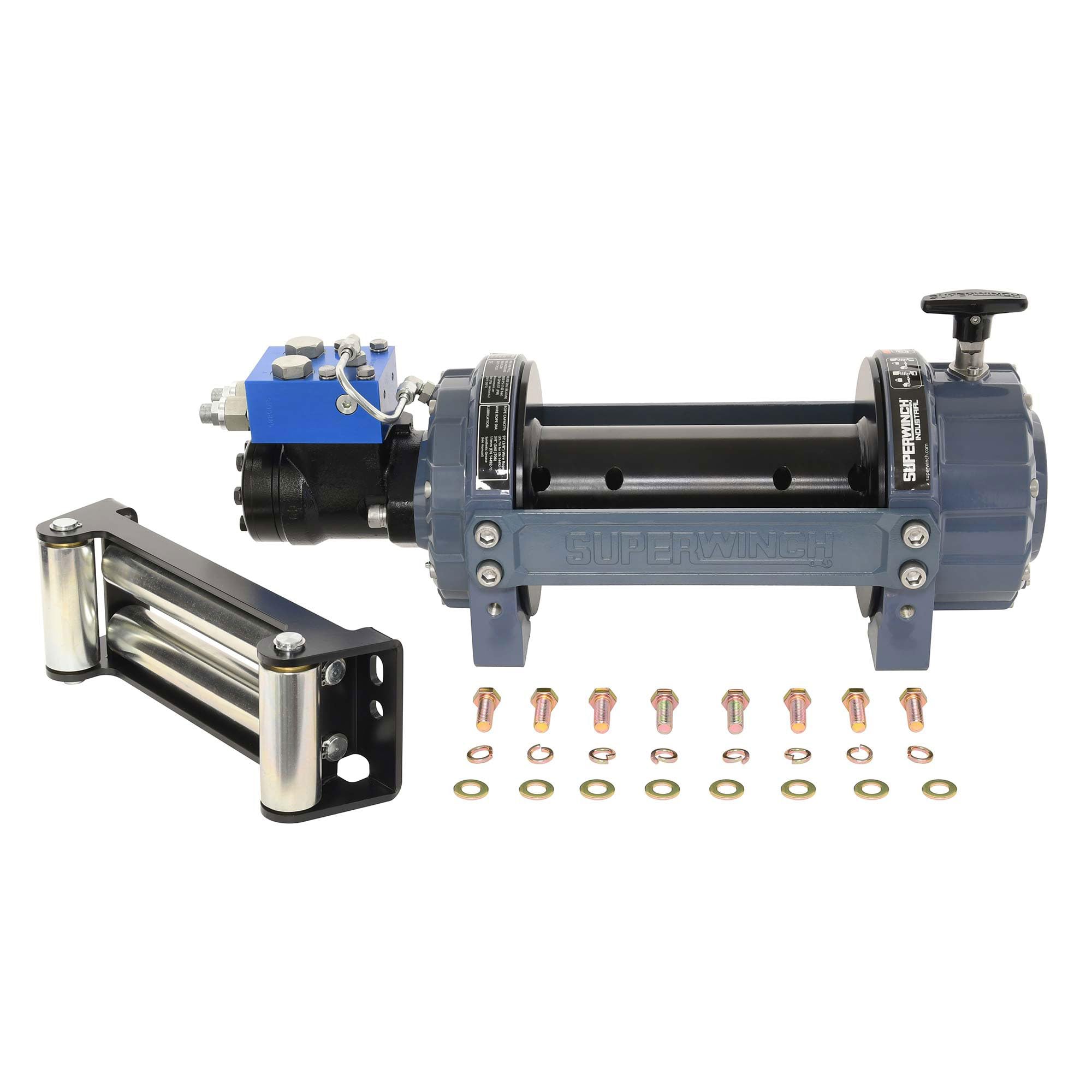 Industrial Superwinch S100429 SI Standard Drum Hydraulic Winch 10000lb (4536kg) Single Line Pull with Roller Fairlead