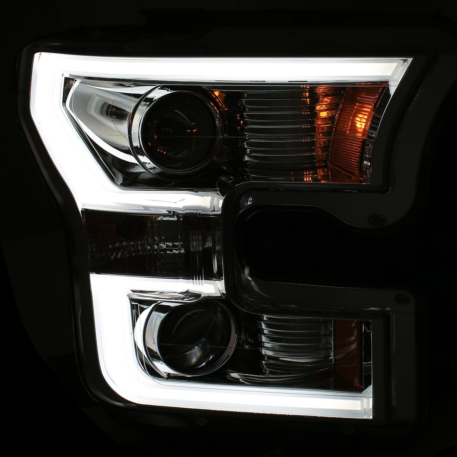 Ford F-150 ANZO USA 15-17 Projector Plank Style Headlights Chrome (for Halogen Models ONLY)